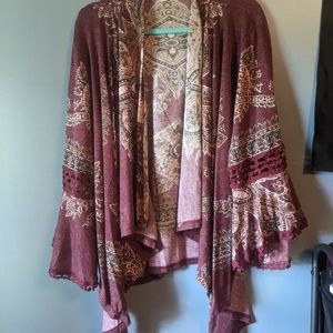 Paisley Cardigan with Tapered Hem & Lace details